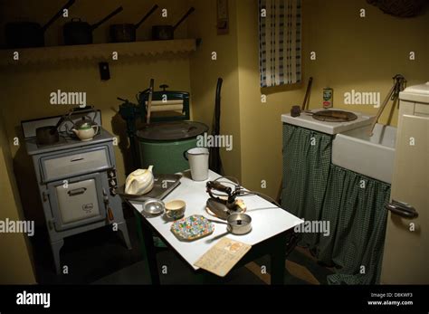 An Old Fifties 1950 S Style English Kitchen In A Working Class Home