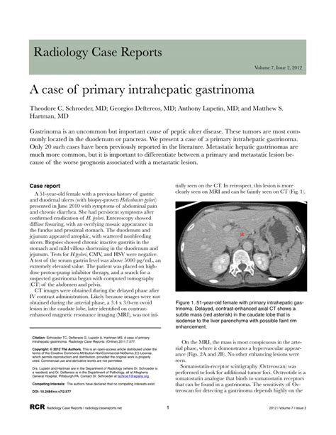 PDF A Case Of Primary Intrahepatic Gastrinoma