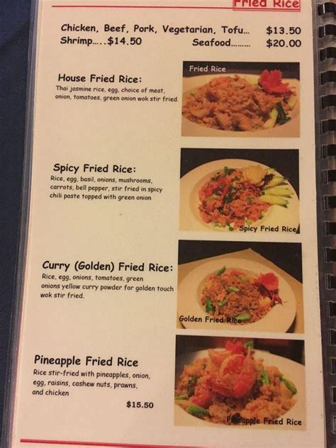 Menu At A Taste Of Thai Restaurant Hailey