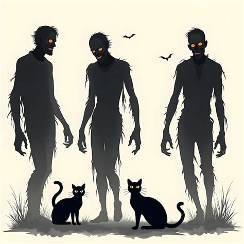 mystery silhouettes enigmatic figures  cats  shadow premium ai