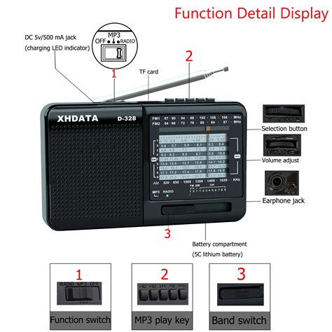 XHDATA D-328 radio FM rano SW przenośne radio krót... – Grandado