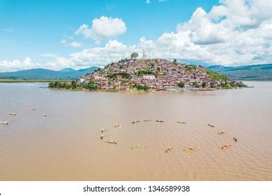 Aerial Of The Janitzio Island On Lake Patzcuaro Over Royalty Free