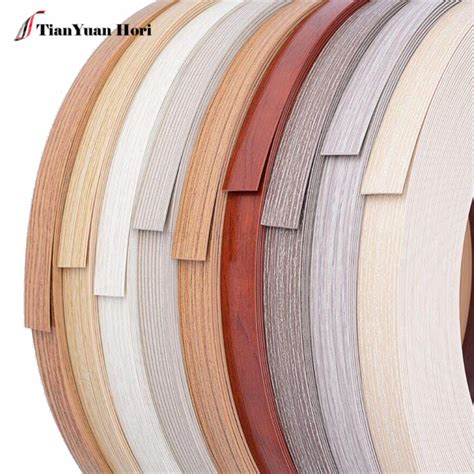 Laminated Wood Grain Plastic Desk Edging Decorative Door Mdf Edge Band Tape For 2mm Kitchen