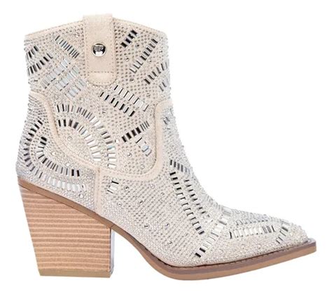 Bota Vaquera Mujer Texana Thalia Sodi Con Pedrería Nude bz Envío gratis