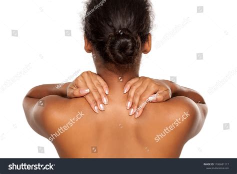Back View Nude Darkskinned Woman Touching Stock Photo Shutterstock