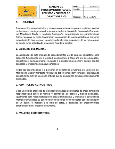 Manual Para El Registro Y Control De Los Activos Fijos