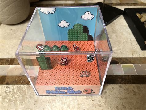 Super Mario Bros 3 Nintendo Nes 3d Cube Handmade Diorama Shadowbox Ebay