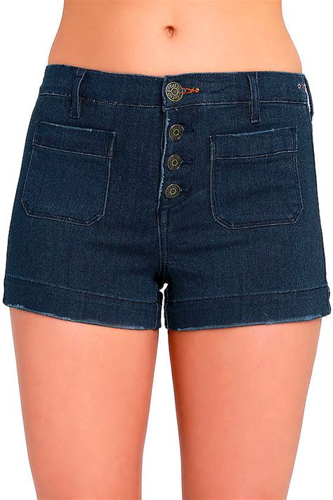 Dittos Cassie Dark Wash Denim Shorts Button Front Shorts 5900