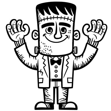 Frankenstein Is Waving Hands Coloring Page Download Print Or Color
