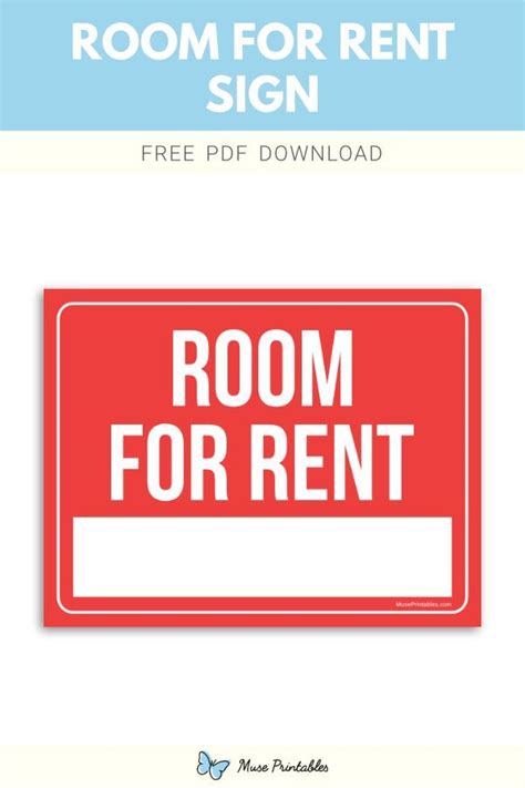 Printable Room For Rent Sign Template | Rooms for rent, Printable signs ...