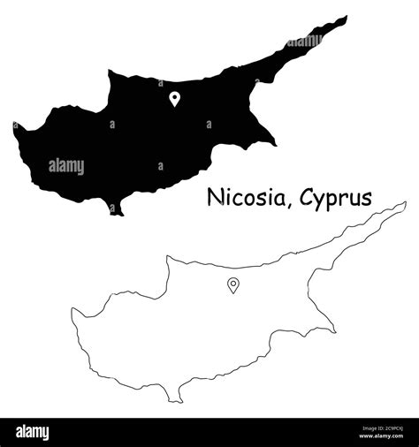 Cyprus Political Map Capital Nicosia Black And White Stock Photos