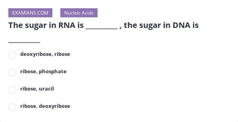 The Sugar In Rna Is The Sugar In Dna Is Examians