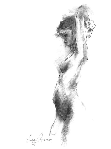 Figure Drawing Female Nude Gesture Sketch By Lucy Morar Fine Art Print 8 X 10 Charcoal