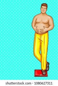Vector Pop Art Naked Fat Man Stock Vector Royalty Free