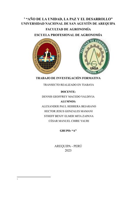 TIF DE Ecologia Trabajo de investigación formativa 1 AÑO DE LA