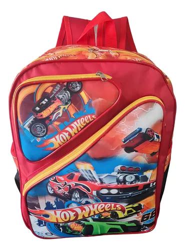 Mochila Escolar Hot Wheels Carros Costas Meninos G Infantil Cor Laranja Desenho Do Tecido M S