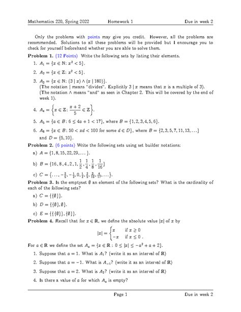 220-HW1-2022 - math220 - Mathematics 220, Spring 2022 Homework 1 Due in ...