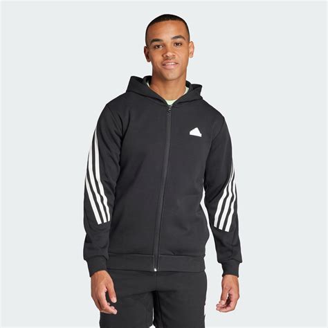 Adidas Future Icons 3 Stripes Full Zip Hoodie Black Adidas Tz