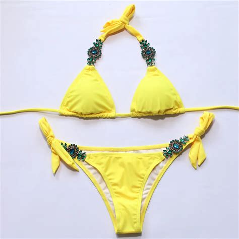 2018 Seksi Bikini Kadınlar Kristal Alt Bikini Seti Yıkanma Suits