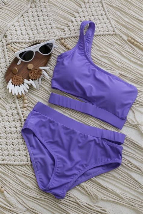 Topazette Toga Side Slit Piece Bikini Set In Lavender Women S