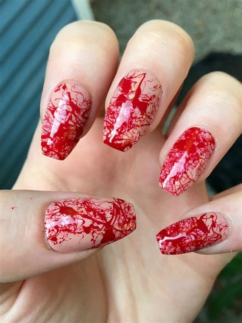 Bloody nails costume nails stiletto nails white nails | Etsy