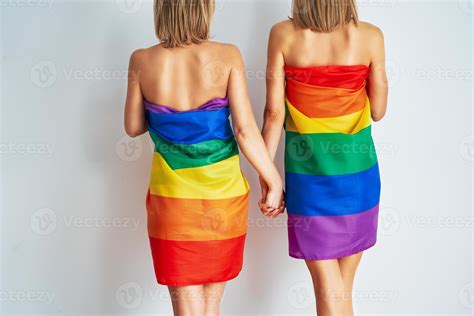 Naked Girls Couple Wearing Lgbt Flag 15811559 Stock Photo At Vecteezy