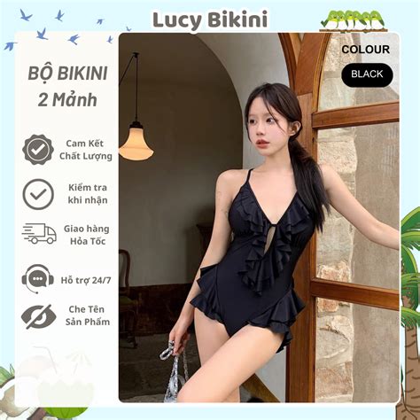 HÀ NỘI Bikini mảnh Retro Pháp che khuyết điểm Đồ bơi liền thân phối bèo sẵn đệm mút chất