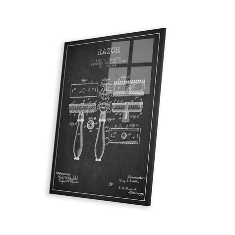 Razor Charcoal Patent Blueprint Print Aged Pixel Acrylic