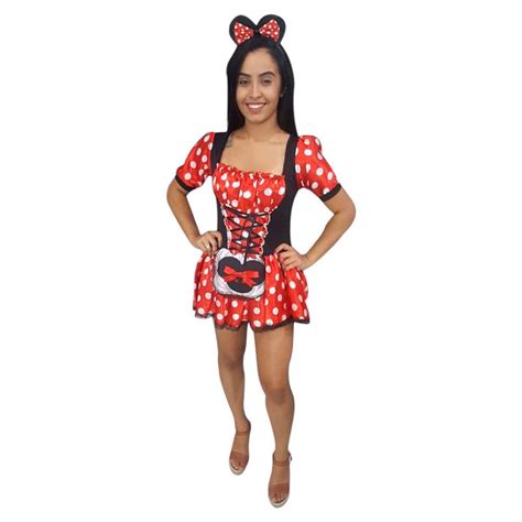 Fantasia De Personagem Infantil Para Adulto - Fantasia Minnie Adulto Recreação de Festa de Aniversário Infantil Dia ...