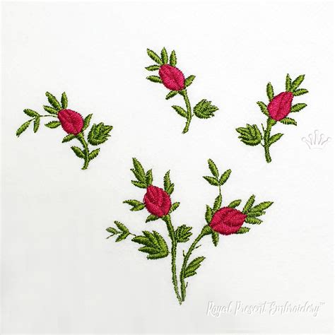 Small Roses Machine Embroidery Design Set Sizes Royal Present