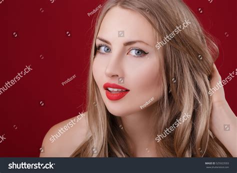 Sexy Women Blonde Red Dress On Stock Photo Shutterstock