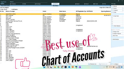 5 Best Usability Of Tally Prime Chart Of Accounts Used And Unused