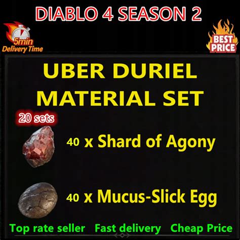 Diablo Duriel Mats Sets Shard Agony Mucus Egg Season Fast