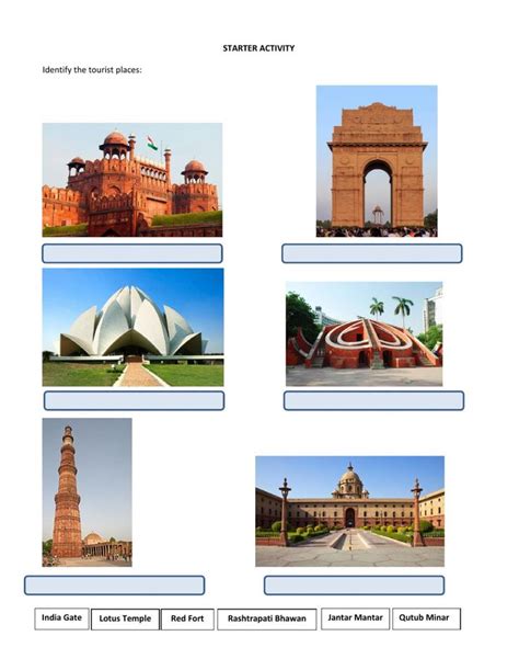 Delhi Identify Tourist Places Worksheet Tourist Places Community