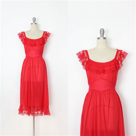 Vintage S Red Nightgown S Nightgown Vintage Lingerie Vintage Valentine Red
