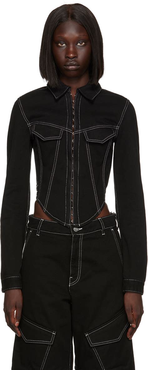 Dion Lee Black Corset Denim Jacket Dion Lee