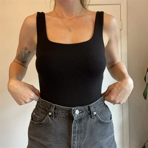 Naked Wardrobe Brand Black Square Neck Bodysuit Depop