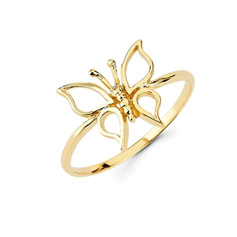 14k Butterfly Ring Butterfly Ring Gold Butterfly Ring Gold Etsy