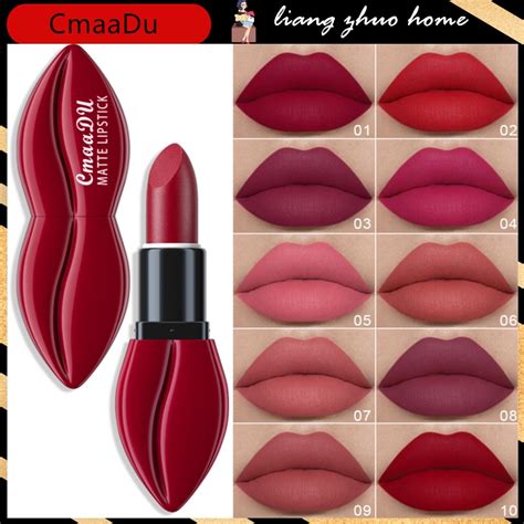 CmaaDu Red Mouth Matte Lipstick Velvet Sexy Nude Lip Tint Long Lasting Non Stick Cup Lip Gloss