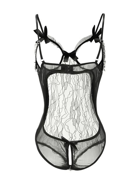 Pc Women S Sexy Lingerie Lace Crotchless Bodysuit With Sheer Panels And Nipple Covers Shein Uk