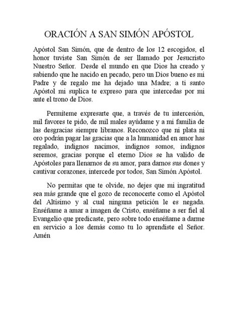 Oración A San Simón Apóstol Pdf