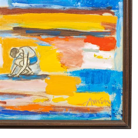Irving Amen 1918 2011 On The Beach” Original Oil On Canvas