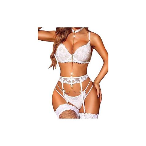 RSLOVE Completo Intimo Donna Sexy Set Di Lingerie In Pizzo Reggiseno E Slip Con Giarrettiera