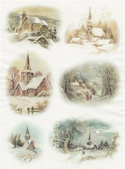 Rice Paper For Decoupage Decopatch Scrapbook Craft Sheet Vintage Winter Village Christmas Scenes