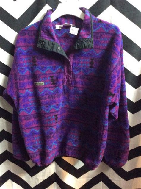 Columbia Fleece Pullover Jacketshirt Waztec Print Design Boardwalk