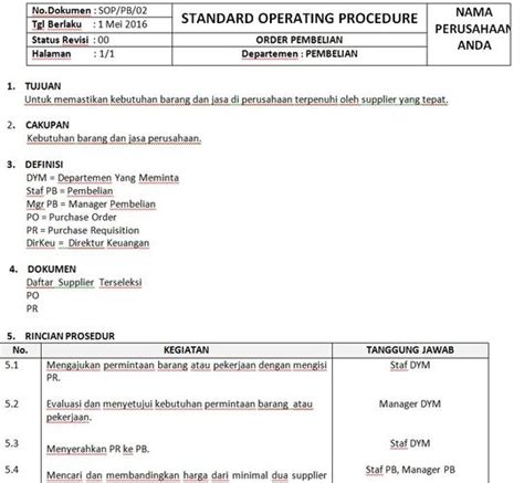 Detail Contoh Sop Perusahaan Koleksi Nomer 53