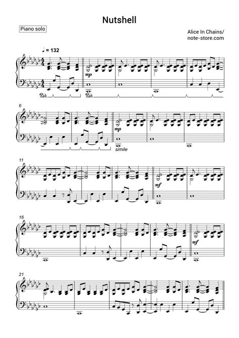 Alice In Chains Nutshell Sheet Music For Piano Download Pianosolo