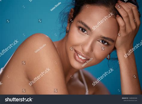Pretty Woman Naked Shoulders Curly Hair Stock Photo 1348585040 Shutterstock