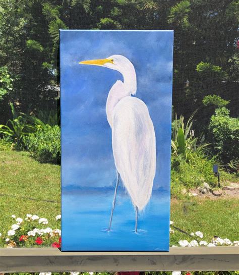 White Heron Oil Painting On Canvas Etsy