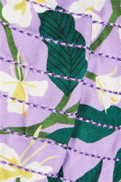 Agua By Agua Bendita Sabina Dos Gardenias Lila Quilted Floral Print Triangle Bikini Top The Outnet